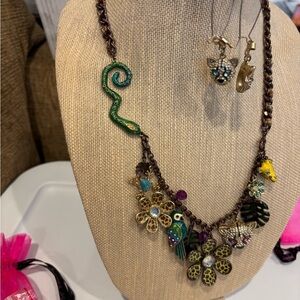 Betsy Johnson Unique Safari Charm Necklace and Earrings Set